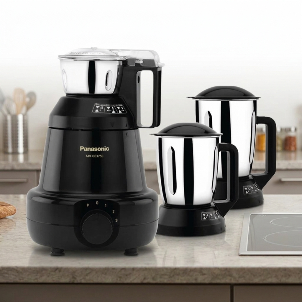 Panasonic MX-GE3750 1200W Heavy Duty 3-in-1 Mixer Grinder with 3 Jars Black | Official Warranty — Panasonic MX-GE3750 1200W Heavy Duty 3-in-1 Mixer Grinder with 3 Jars Black | Official Warranty
